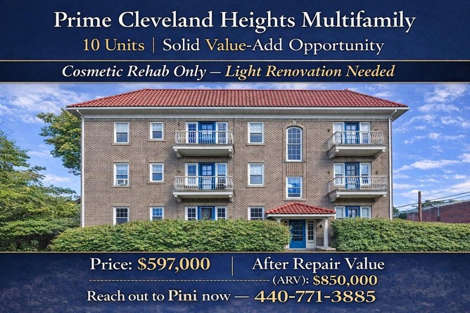 Cleveland Heights 10-unit multifamily — $597,000 with $850,000 after-repair value
