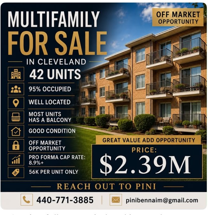 42-unit multifamily in Cleveland — $2.39M, 95% occupied